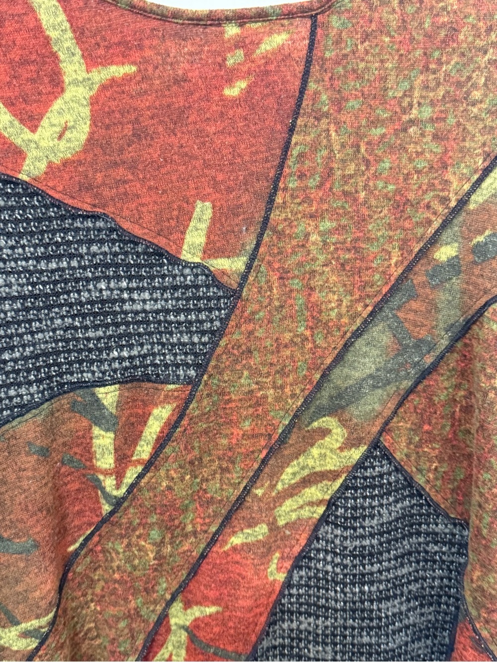 Multiples Patchwork Tunic in Rust, Olive & Black - Picture 3 of 6